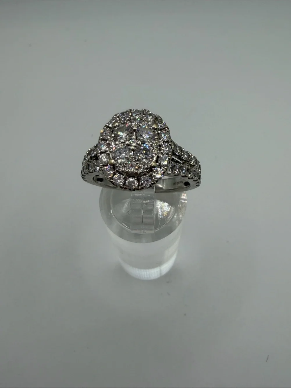 14K White Gold Lab Diamond Halo Ring Size 8.5